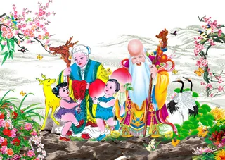 水墨山水老人背景