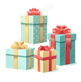 礼物礼盒卡通插画免抠