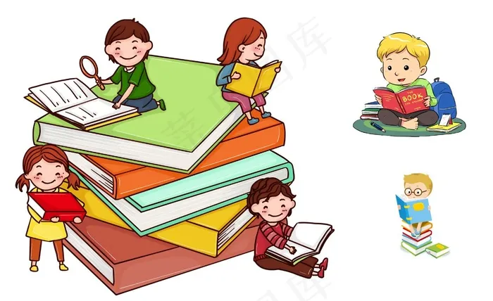 卡通儿童阅读psd模版下载
