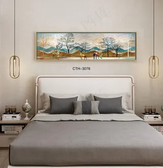 轻奢晶瓷装饰画客厅沙发背景墙卧室床头挂画酒店样板间房间模型现代抽象风