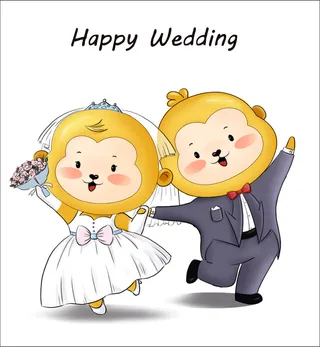 卡通结婚图片