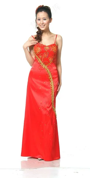 红色长款礼服