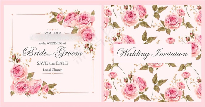 欧式清新大花矢量 结婚伴手礼矢量素材 情人节矢量素材 邀请卡请柬矢量素材