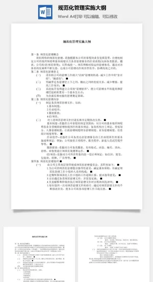 规范化管理实施大纲word模板