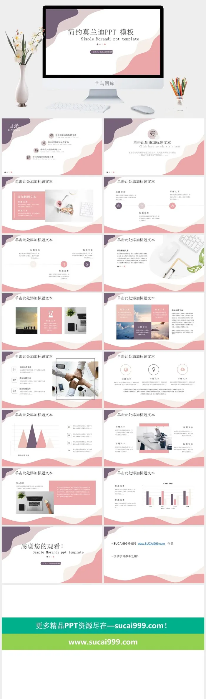 简约莫兰迪工作汇报ppt模板