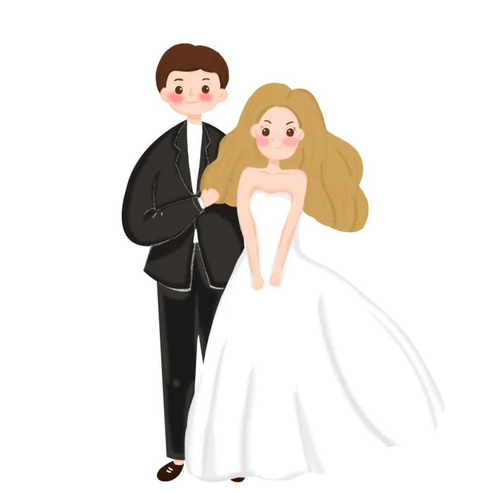 婚纱卡通人物婚礼白纱结婚婚纱摄影手绘