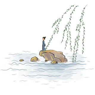 清明元素古风中式清明节山水画中国风绿色