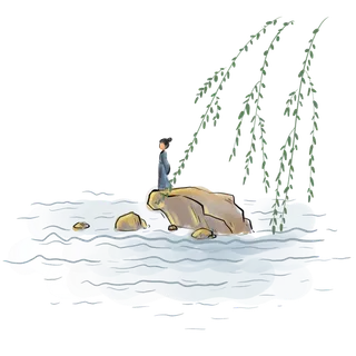 清明元素古风中式清明节山水画中国风绿色