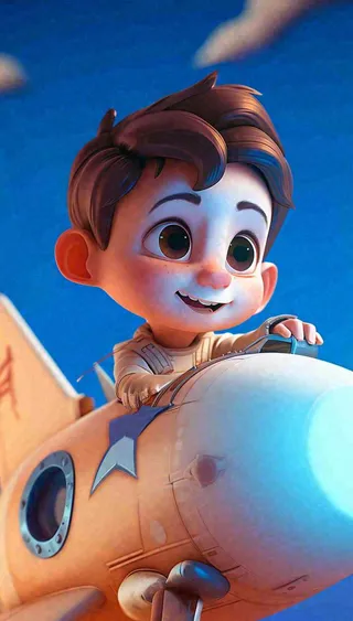 卡通飞行男孩少年可爱儿童节日，玩耍乐趣玩具