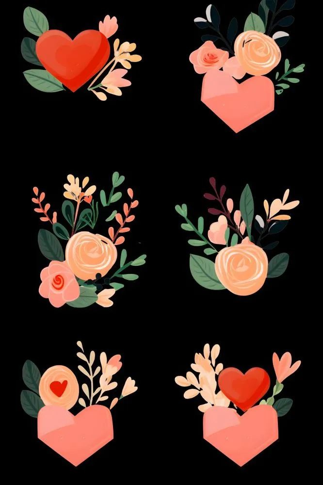 简约扁平鲜花可爱元素(2400x3600)