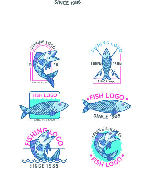 商务海洋鱼类海鲜图标LOGO标识标志标签水产图形AI矢量EPS素材图eps,ai矢量模版下载