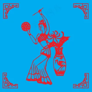 女性剪纸 剪纸风元素