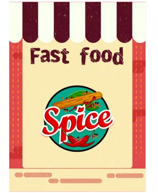 食物标签矢量素材汉堡店快餐标签矢量图AI格式