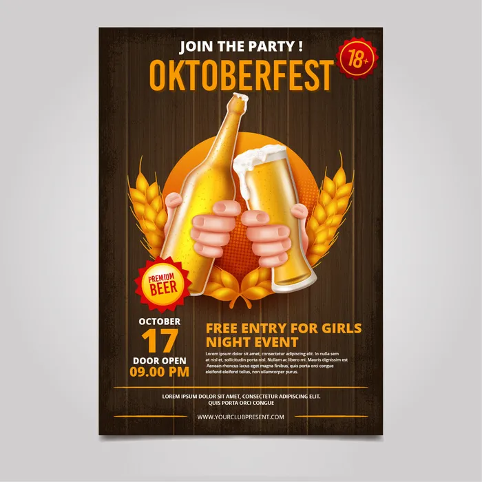 酒吧酒类海报 啤酒节ai矢量模版下载