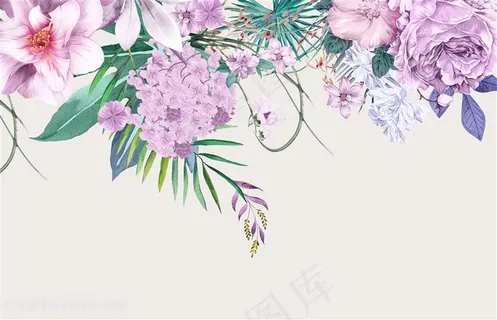 紫色鲜花花纹小花背景