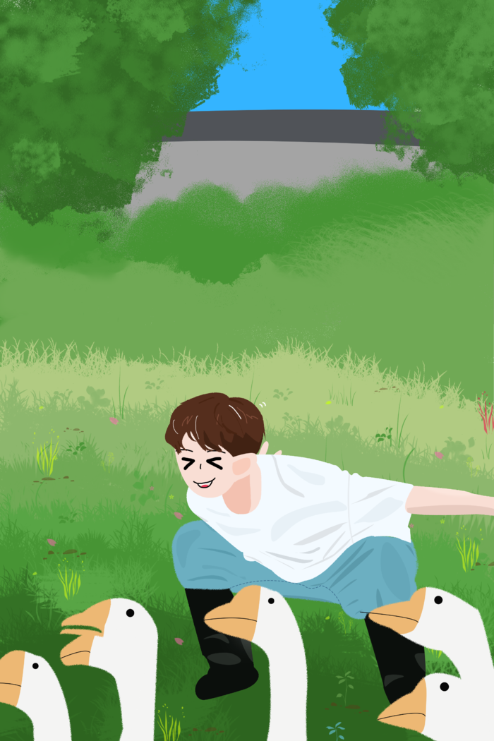 绿色简约陆虎插画psd模版下载