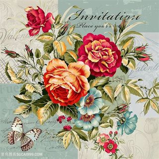 欧式蝴蝶花朵装饰画