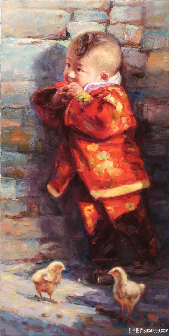 水彩男孩唯美油画