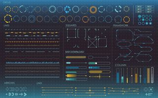 科幻未来科技操作仪表盘HUD元素图游戏UI图标界面边框矢量AI素材