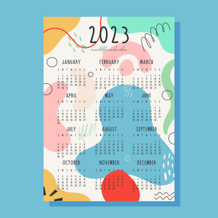 卡通2023年日历新年