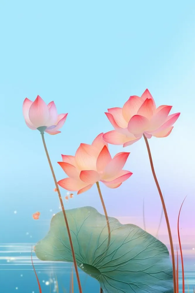 简约清新淡粉色荷花背景