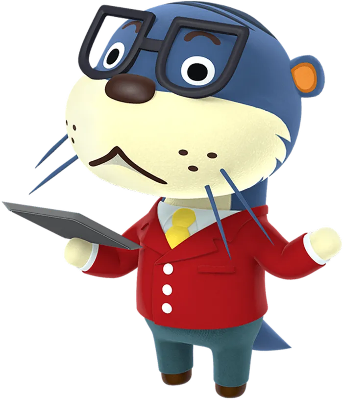 戴眼镜海豹人物素材卡通动森游戏