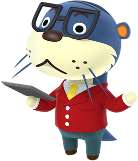 戴眼镜海豹人物素材卡通动森游戏