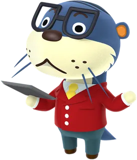 戴眼镜海豹人物素材卡通动森游戏