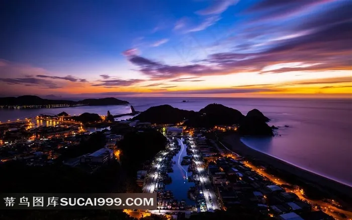 中国*高清海岸城市夜景素材