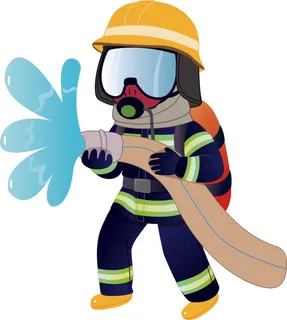 矢量卡通免抠消防员