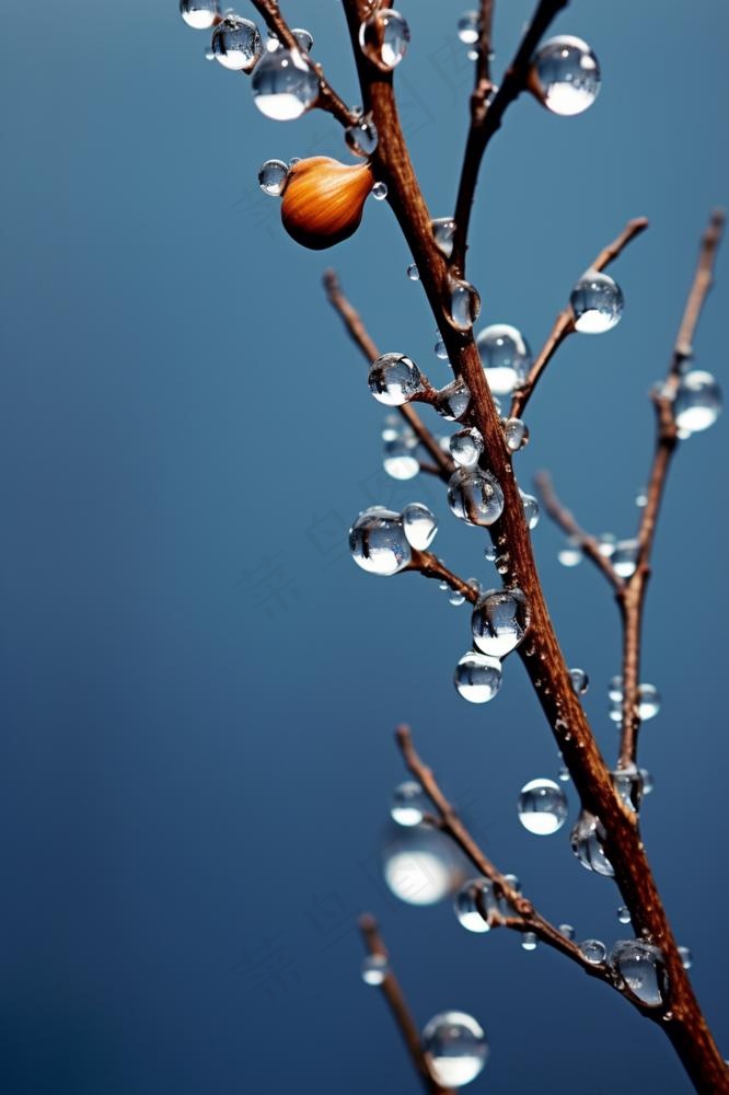 小雪简约冰冷蓝色节气海报背景