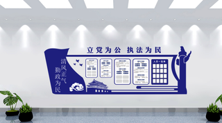 蓝色党建文化墙背景墙
