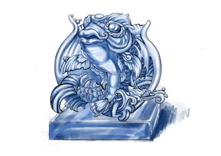 蓝色冰雕鱼素材