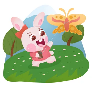 手绘2023兔年新年卡通兔子形象IP插画元素PSD设计素材png图案