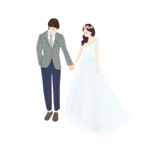婚纱卡通人物婚礼白纱结婚婚纱摄影手绘