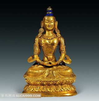 清朝鎏金无量寿佛图片