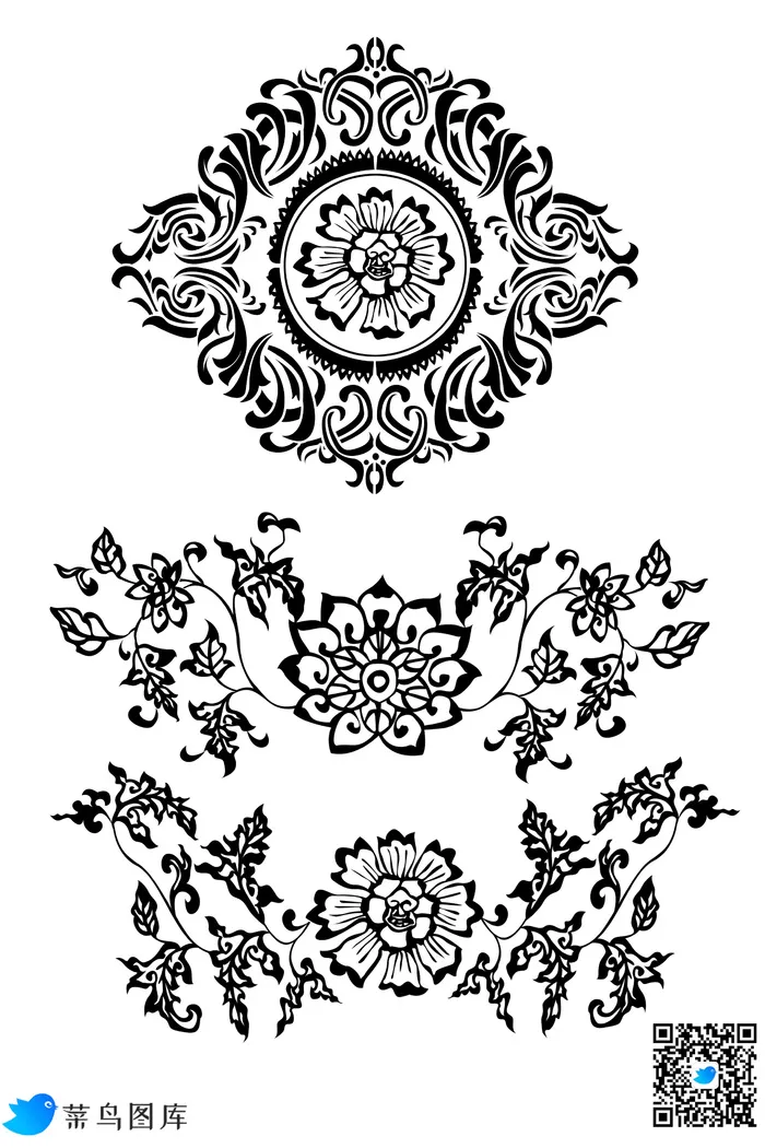 中式传统花纹免扣素材psd模版下载