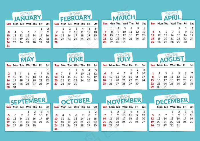 2021年年日历图片