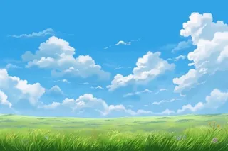 春天的蓝天白云草原很美背景图