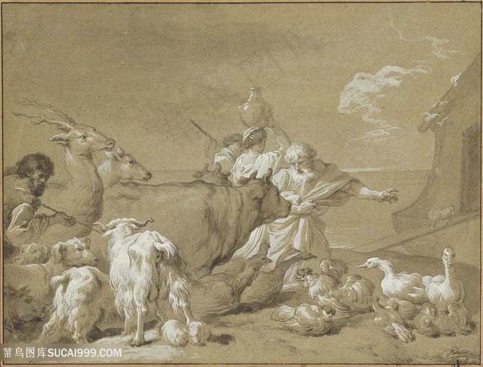 农夫房子家禽装饰画