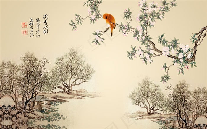 古典园林背景墙图片
