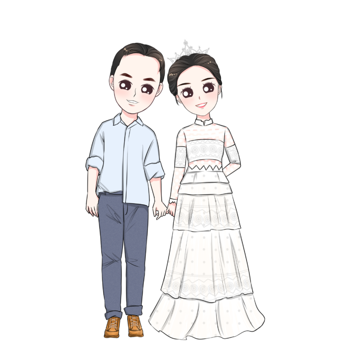 婚纱卡通人物婚礼白纱结婚婚纱摄影手绘