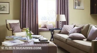 欧美室内效果图浅紫客厅