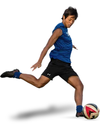 足球运动员踢球射门免抠