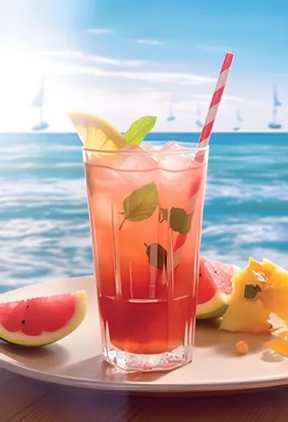 冰镇饮料西瓜汁薄荷海洋背景