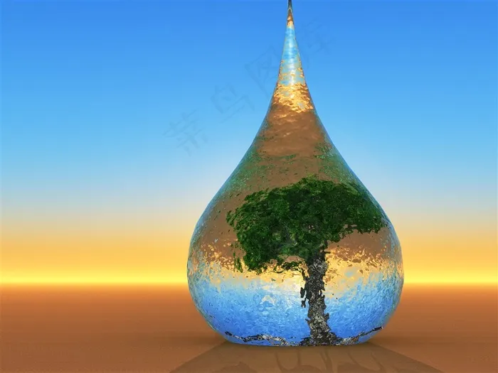 在水滴里的大树