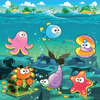 卡通海底和鱼类 卡通海底和鱼类