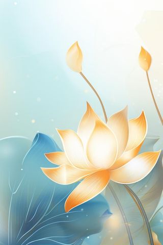 创意清新淡蓝色荷花古风背景