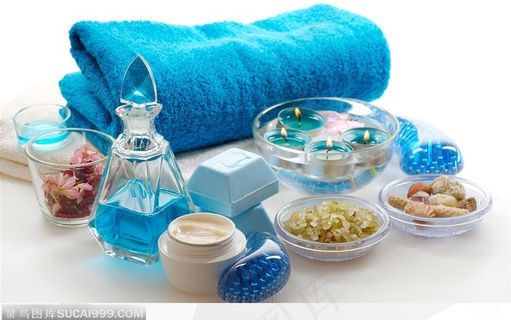 SPA美容静物用品--手巾和各种香料