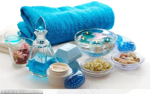 SPA美容静物用品--手巾和各种香料